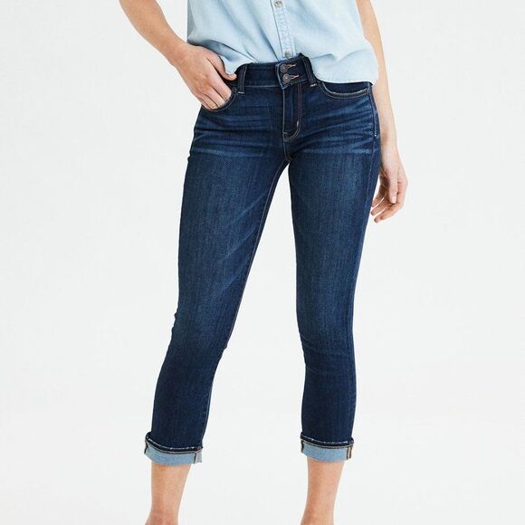 American Eagle AEO Stretch Artist Crop Jeans 6 - Picture 1 of 16